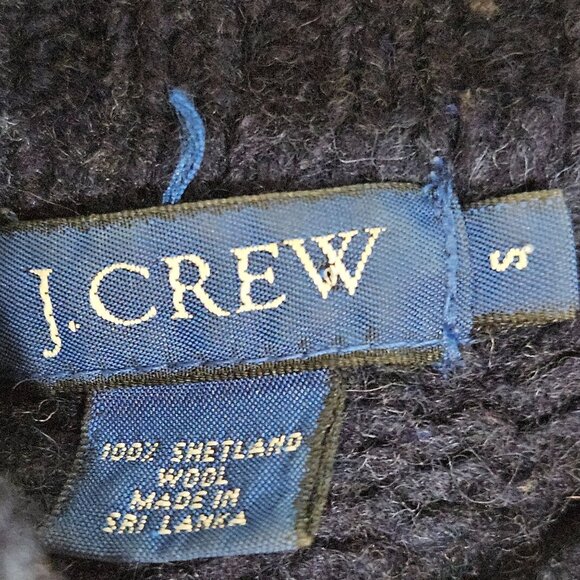 J. Crew Shetland Wool Colorblock Turtleneck Sweater Small Heather Green Blue - Picture 4 of 6